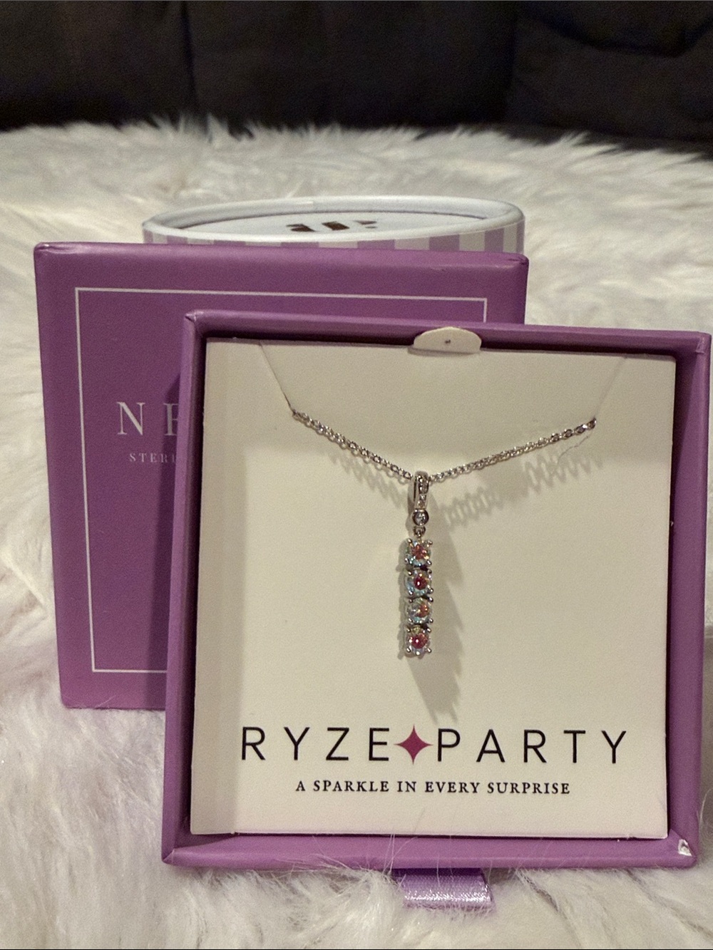 RYZE- Ryze Party Silver Vertical Multicolor Gemstone Necklace